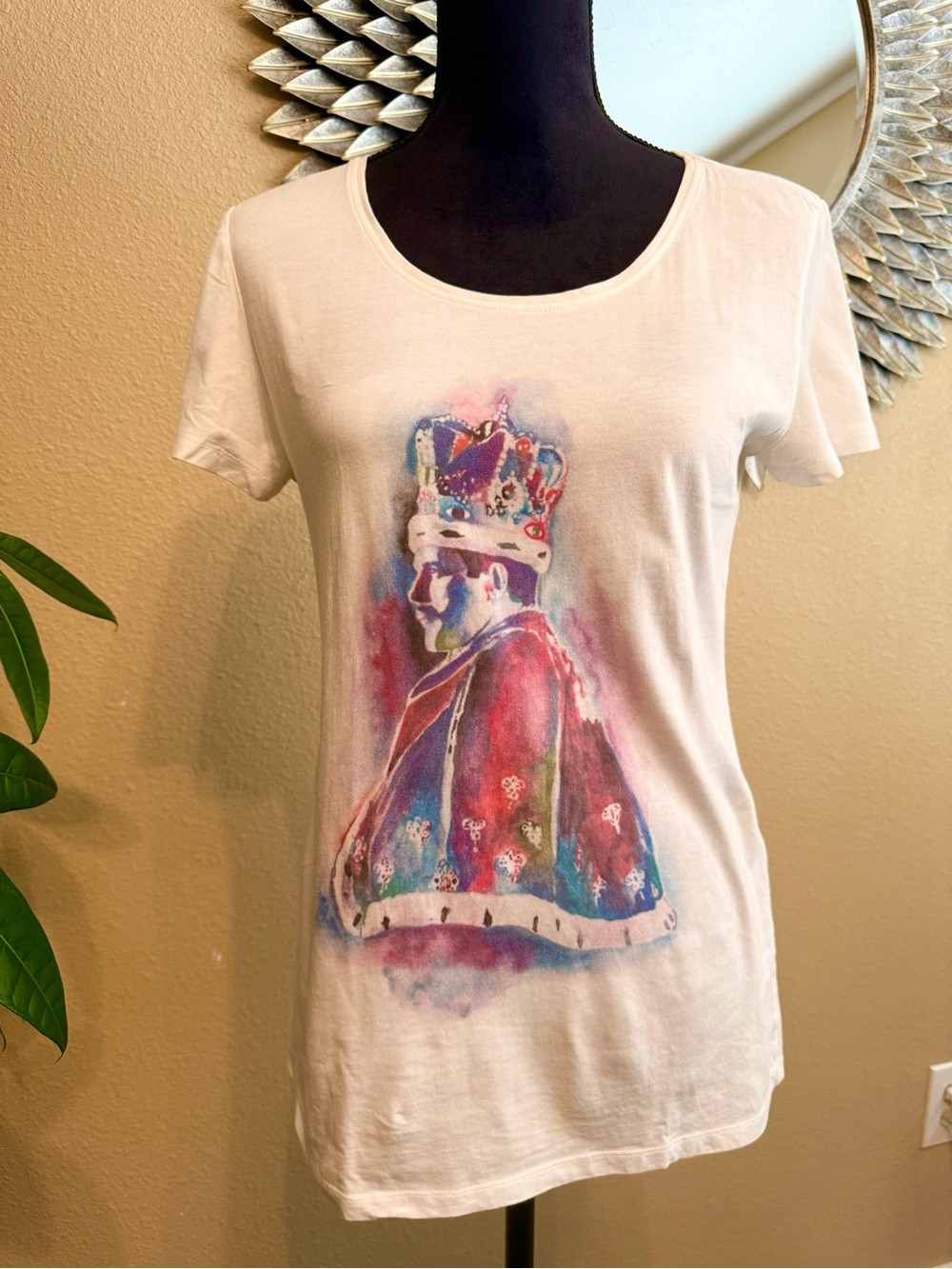 White Graphic Freddie Mercury Portrait Short Sleeve Tee